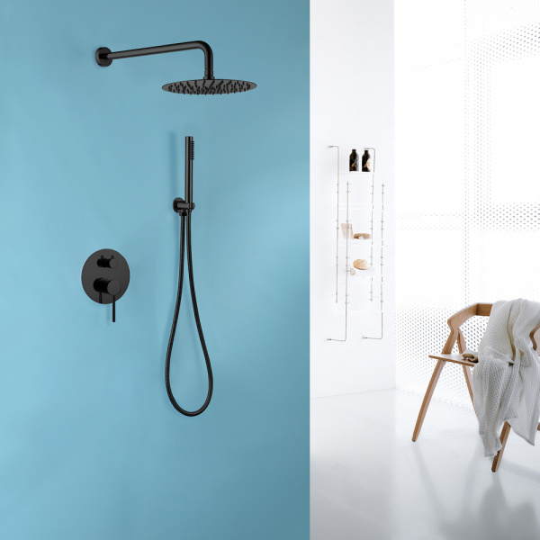 Душевой комплект ABBER Emotion AF8818B скрытого монтажа без излива, черная матовая