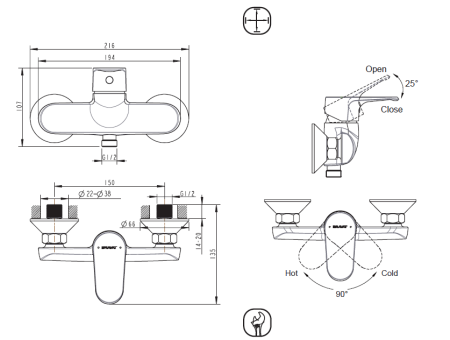 Смеситель для душа Bravat Alfa F9120178CP-01