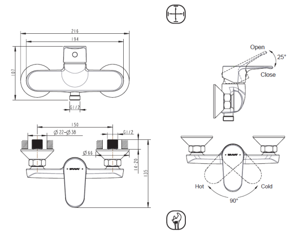 Смеситель для душа Bravat Alfa F9120178CP-01