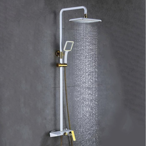 Душевой гарнитур (белый/золото) Bronze de Luxe QUADRO (LT919W)