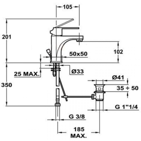 Смеситель для раковины Teka CUADRO 38351102 (38.3511.02)