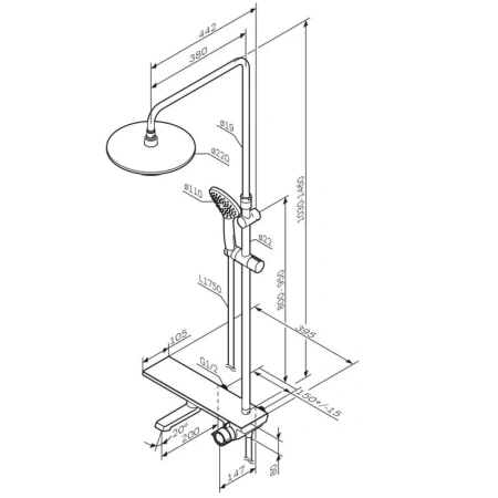 Душевая система с изливом Am.Pm Gem F0790700 хром