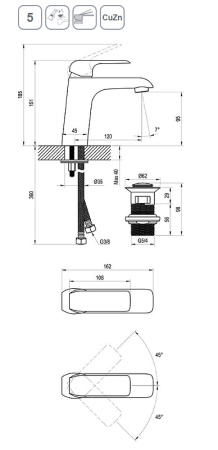 Смеситель для раковины Ravak Flat FL 013.20 X070172