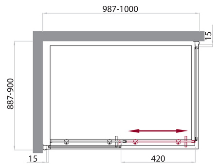 Душевой уголок (100х90) BelBagno UNO-AH-1-100/90-C-Cr