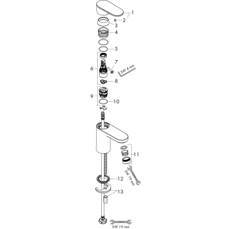 Смеситель для раковины без донного клапана Hansgrohe Vernis Blend 71558000 хром