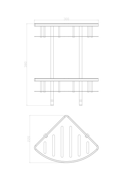 Полка для ванной 2-х ярусная угловая WONZON & WOGHAND, хром WW-4142