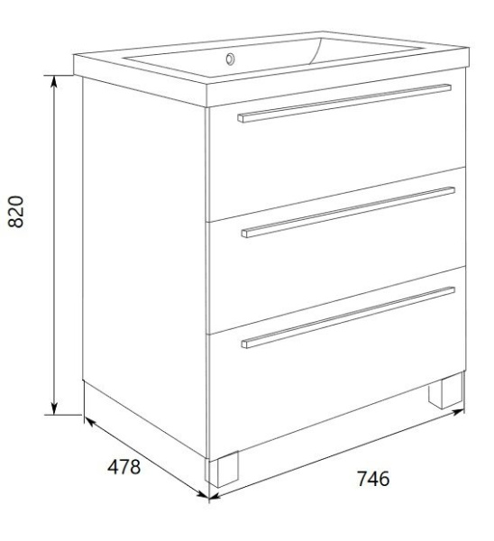 Тумба под раковину 1Marka  Соната 75НУ51039