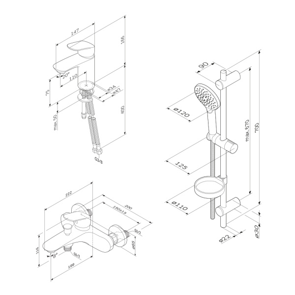 Набор смесителей 3 в 1 Am.Pm Like F4098000