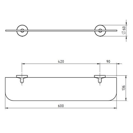 Полка стеклянная Novaservis Metalia 6152.0
