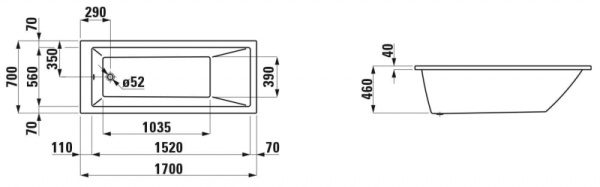 Ванна акриловая Laufen Pro 2.3795.0.000.000.1 Ванна акриловая Laufen Pro 2.3795.0.000.000.1
