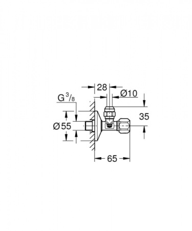 Запорный вентиль 3/8",хром, 22053000