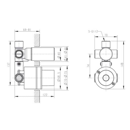 Скрытая часть смесителя Bravat Gina D969C-A-ENG