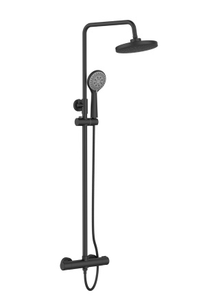 Душевая система Orange Thermo T02S3-912b c термостатом, черный матовый