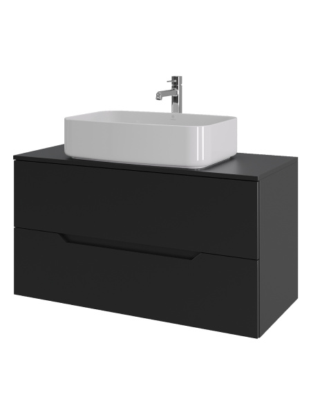 Тумба с раковиной подвесная 100 см, Orange Line Li-100TubMDF+B07-600W черный/белый