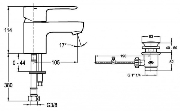 Смеситель для раковины с гигиеническим душем Jacob Delafon July E16319-4-CP