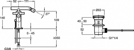 Смеситель для биде Jacob Delafon Purist E14596-3-CP