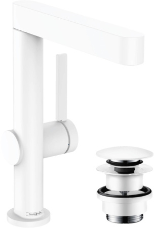 Смеситель для раковины с донным клапаном Push-Open Hansgrohe Finoris 76060700 белый матовый