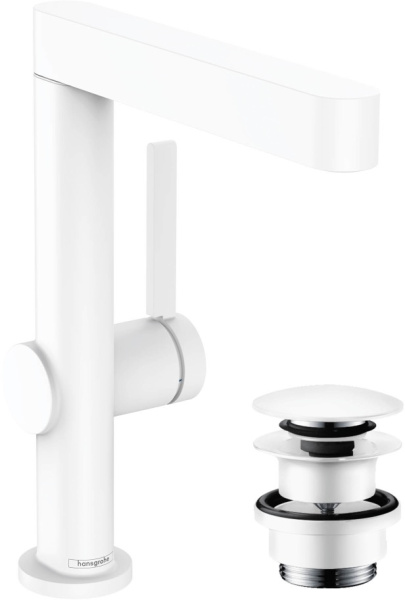 Смеситель для раковины с донным клапаном Push-Open Hansgrohe Finoris 76060700 белый матовый