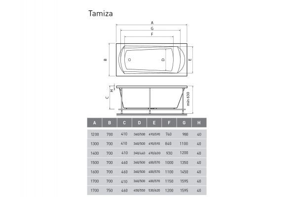 Акриловая ванна (170х75) Relisan Tamiza Гл000011626 Акриловая ванна (170х75) Relisan Tamiza Гл000011626