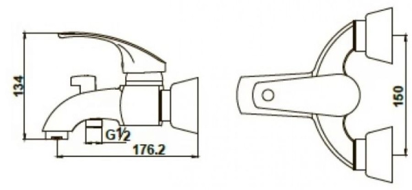 Смеситель для ванны с душем KAISER Classic (16022)