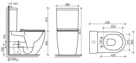 Напольный пристенный унитаз Ceramica Nova Mia Rimless CN1801