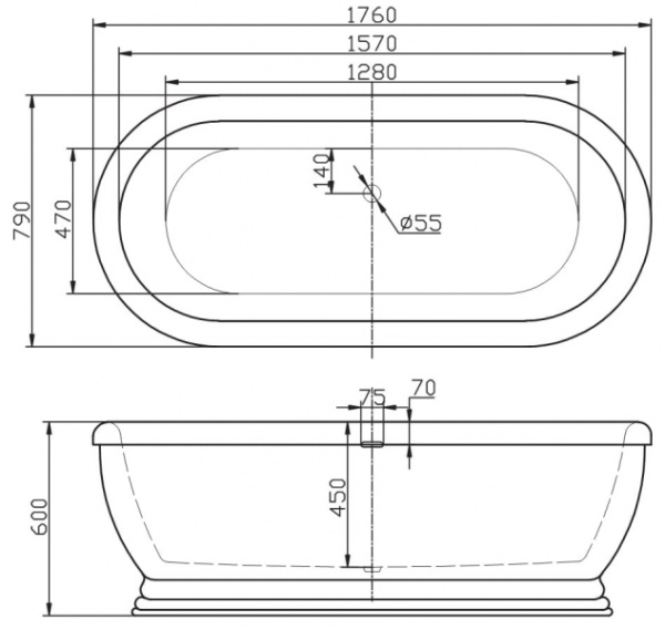 Ванна акриловая BelBagno Bianco BB03 Ванна акриловая BelBagno Bianco BB03