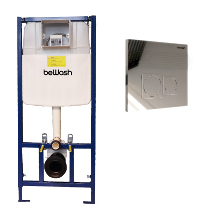 Комплект Инсталляция beWash для подвесного унитаза BW74 с кнопкой смыва Bona P02SC, хром глянец  K500RZVP0200PK000000