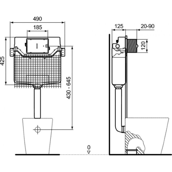 Бачок смывной скрытого монтажа для напольного унитаза Ideal Standard Prosys 120 M R015667