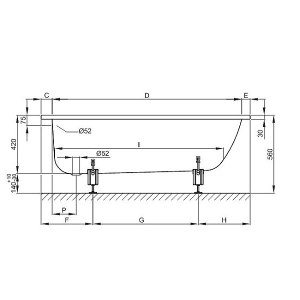 Комплект ножек для стальных ванн Bette B23-1500