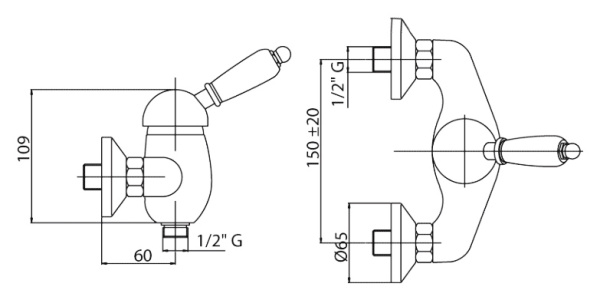 Смеситель для душа Cezares Vintage VINTAGE-DM-03/24-Sw Смеситель для душа Cezares Vintage VINTAGE-DM-03/24-Sw