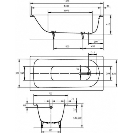 Ванна стальная Kaldewei PURO (160x70) 258300010001