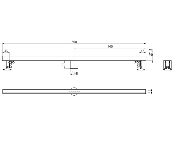 Душевой трап 60 см WONZON & WOGHAND, темный графит WW-65406T-GM