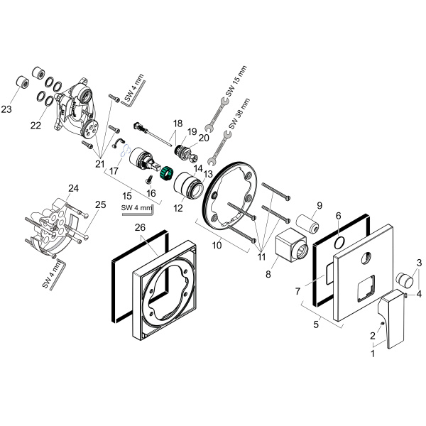 Смеситель для ванны встраиваемый Hansgrohe Metropol 32545670 черный матовый