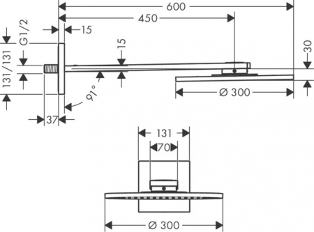 Верхний душ Axor Univ ShowerSolutions 35303000