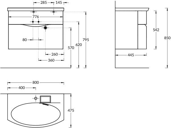 Тумба под раковину Kerama Marazzi Riva 80 RV.80\WHT.M