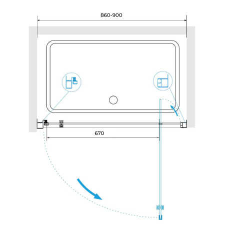 Душевая дверь 90 см RGW Passage PA-105 410810509-11 прозрачное