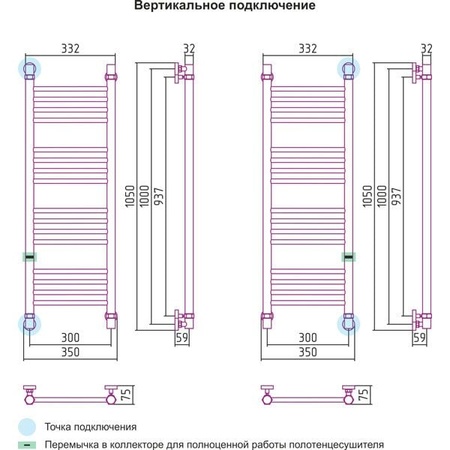 Полотенцесушитель водяной 1000х300 Сунержа Богема 00-0102-1030