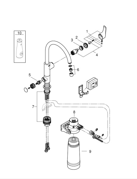 Смеситель для кухни с фильтром Grohe Blue Pure Eurosmart 30383 000 (30383000) хром