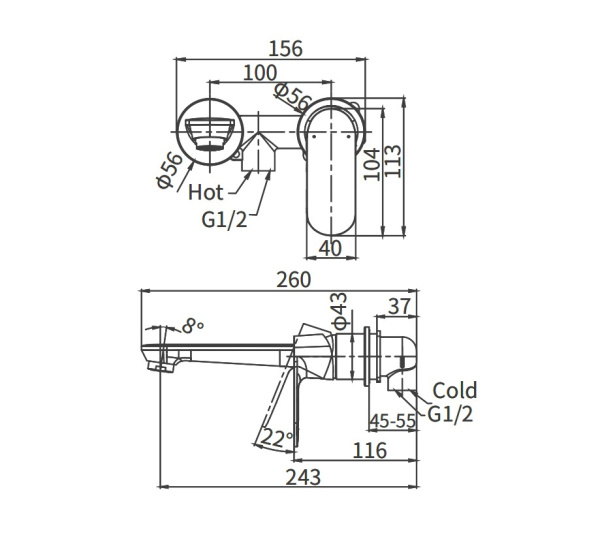 Смеситель для раковины Arrow ARM12848 хром Смеситель для раковины Arrow ARM12848 хром