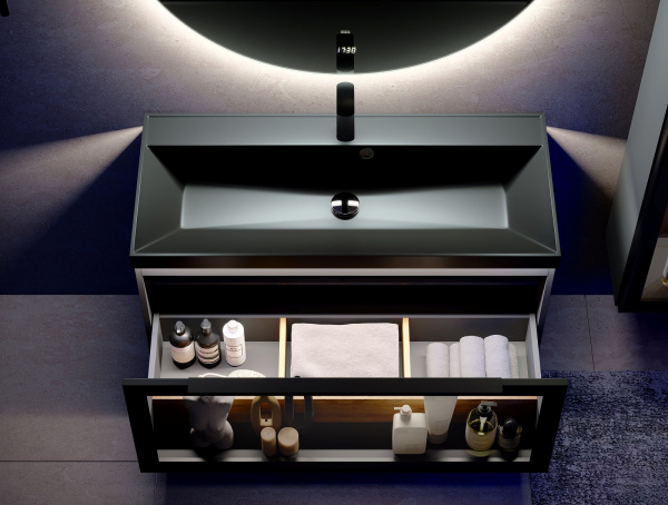 Тумба без раковины 100 см Jorno Notte Not.01.100/P/A/JR черный