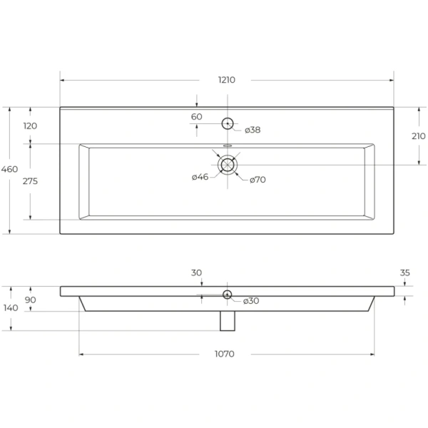 Керамическая раковина CEZARES CZR-8070-120