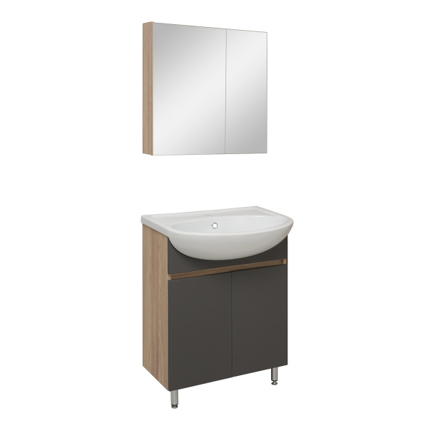 Зеркальный шкаф Runo графит Лада 60 (00-00001161)