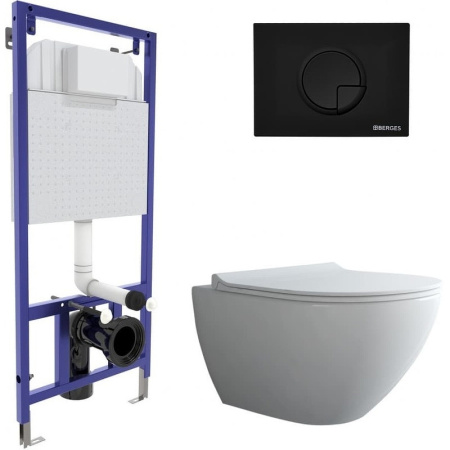 Комплект унитаза с инсталляцией Berges Wasserhaus Novum Rimless 043268