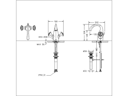 Смеситель для раковины Bravat Swan F14287G-ENG