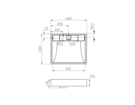 Раковина Aquaton Рейн 60 графит 1A72103KRW210