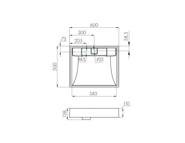 Раковина Aquaton Рейн 60 графит 1A72103KRW210