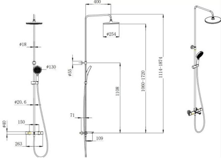 Душевая система с изливом Kerama Marazzi Fonte FO.301.KM.CR хром