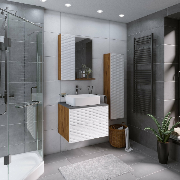 Тумба подвесная Grossman АЛЬБА-65 см 106503 с 2-я ящ, веллингтон/белая