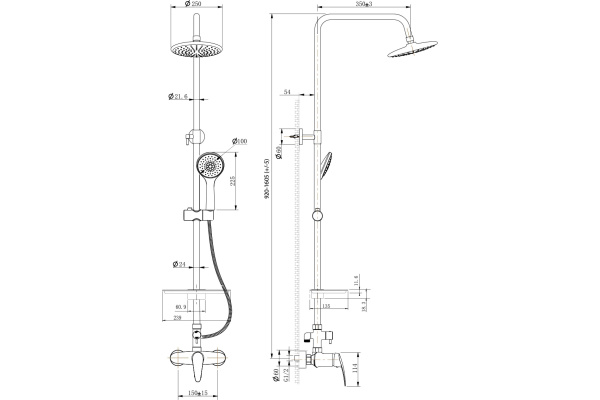 Смеситель для душа с регулируемой высотой штанги Lemark Linara (LM0460C)