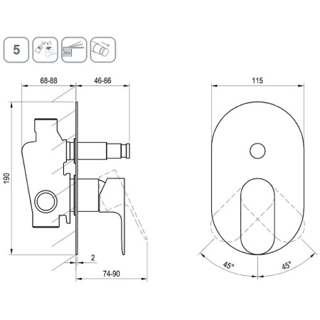 Смеситель для душа Ravak Eleganta EL 061.60RGB.O2 X070372 розовое золото